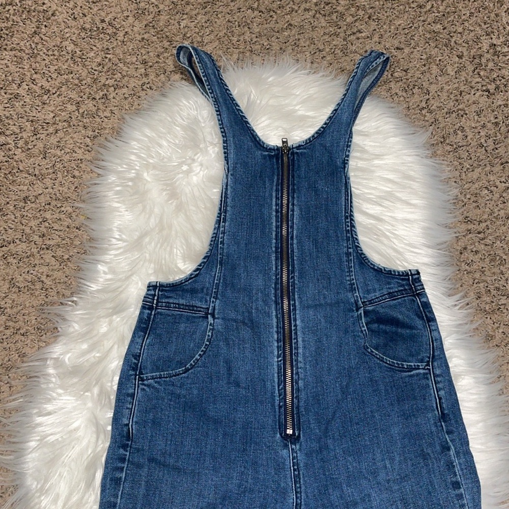Free People Jax Blue Denim Jumpsuit/ Overalls with Front Zipper - Picture 4 of 9